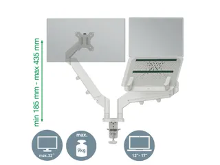Monitor en laptoparm 2 Schermen Leitz Ergo grijs - 12
