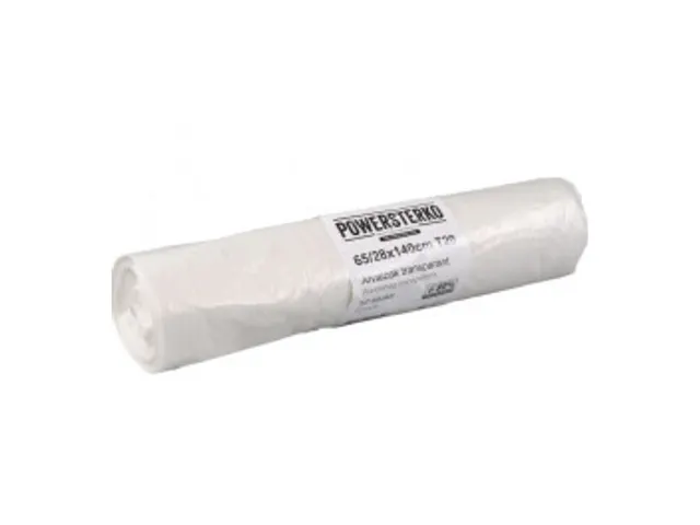 Afvalzak Powersterko Recycled 65/28x140cm Transparant T20, rolx10st