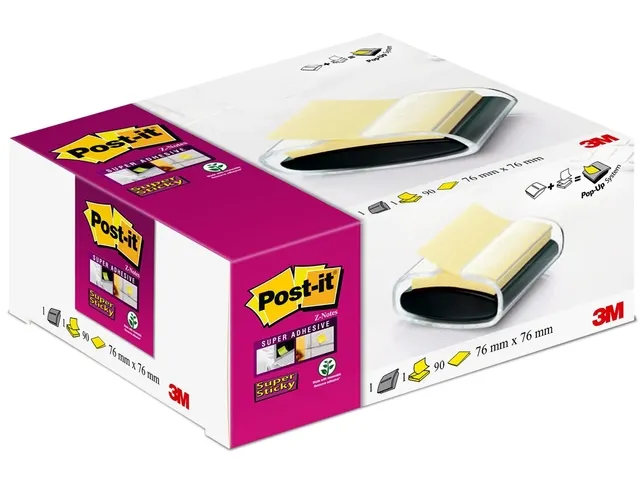 Memoblokdispenser 3M PRO voor Post-it Z-Notes 76x76mm transparant zwar