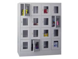 lockerkast,HxBxD 1518x1200x500mm,4x4vakken,RAL7035,front RAL7035