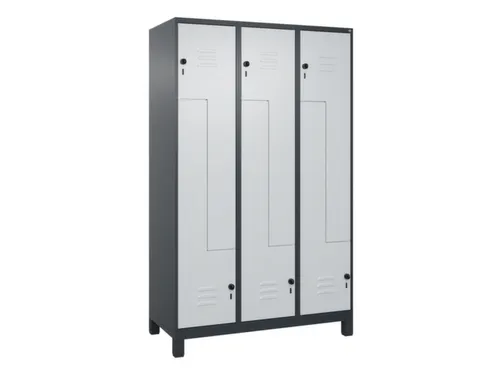 Z-garderobekast,HxBxD 1950x1200x500mm,vak B 200/400mm,draaigrendel