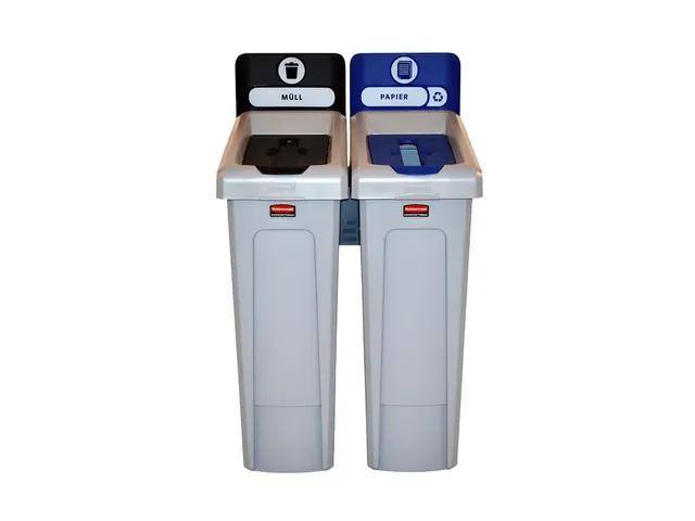 Slim Jim Recyclingstation Duits Deksel Gesloten Zwart Papier Blauw