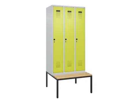 locker met bank,voor scheiding van kleding,HxBxD 2120x900x815mm,3vak