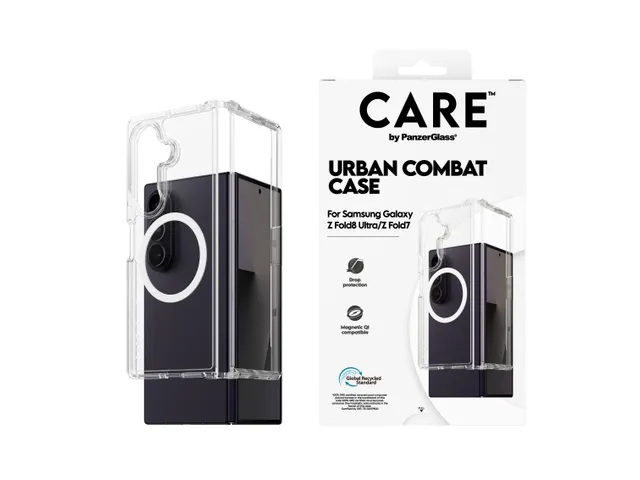 PanzerGlass CARE by Urban Combat Case Transparent w. White Qi Sa