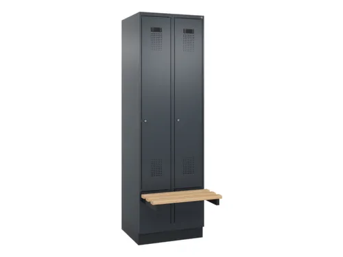 locker met bank,HxBxD 1950x600x815mm,2vak,vak B 300mm,cilinderslot