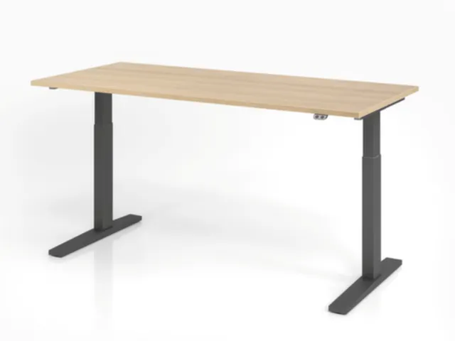 Bureau assis-debout électrique 700-1200x1800x800mm chêne/graphite