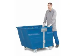 PE-kiepbak,HxLxB 900x1360x1160mm,0,8m³,draagverm. 400kg,blauw,Wielen