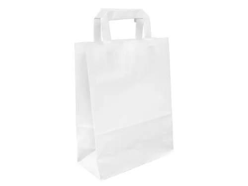 Papieren zak Kraft Wit met Handvat 28x22cm 70 Gram 250 Stuks