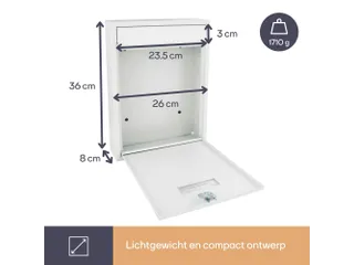 Brievenbus Ibiza Wit met naamplaatje incl. 2 sleutels 36x26x8cm - 8