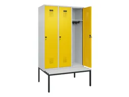 locker met bank,HxBxD 2120x1200x815mm,3vak,vak B 400mm,draaigrendel