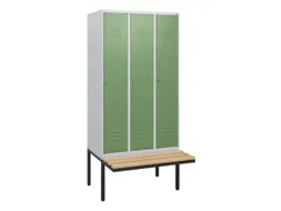 locker met bank,HxBxD 1950x900x815mm,3vak,vak B 300mm,cil.-slot