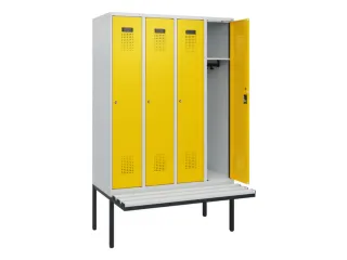 locker met bank,HxBxD 1950x1200x815mm,4vak,vak B 300mm,cilinderslot - 1
