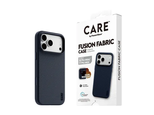 PanzerGlass CARE by Fusion Fabric Case Blue w. MagSafe iPhone 18