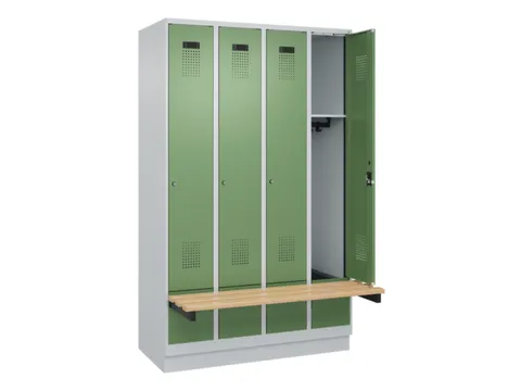 locker met bank,HxBxD 1950x1200x815mm,4vak,vak B 300mm,cilinderslot