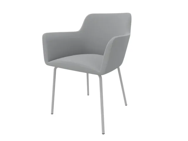 Bezoekersstoel 4Voeten Ronde Buis Verchroomd Lichtgrijs