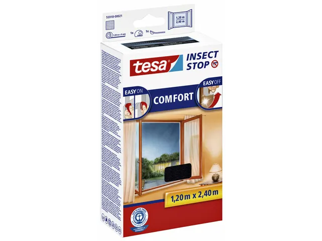 Insectenhor tesa Insect Stop COMFORT buitendraaiende ramen 1,2x2,4m zw