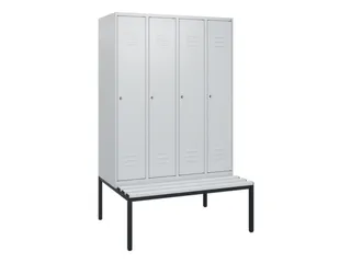 locker met bank,HxBxD 1950x1200x815mm,4vak,vak B 300mm,cil.-slot - 1