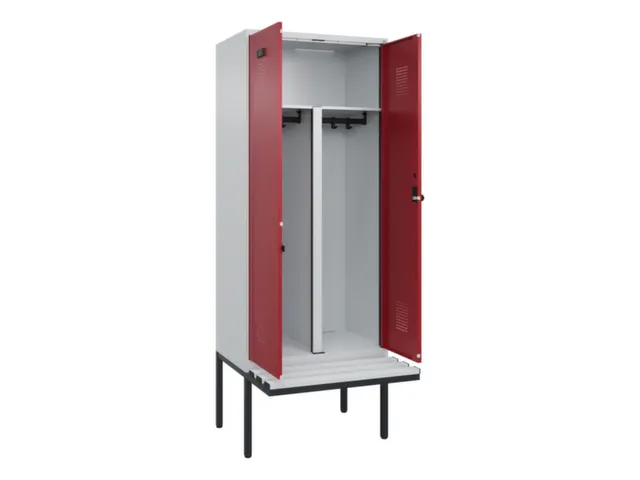 PBM-locker met bank,HxBxD 2120x800x815mm,2vak,vak B 400mm,draaigrendel