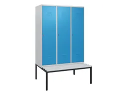 locker met bank,HxBxD 1950x1200x815mm,3vak,vak B 400mm,cil.-slot