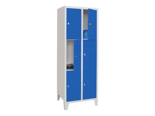 lockerkast,HxBxD 1850x600x500mm,2x3vakken,RAL7035,front RAL5010