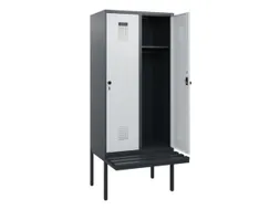 locker met bank,HxBxD 1950x800x815mm,2vak,vak B 400mm,draaigrendel