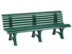 Kunststofbank 800x2000x450mm Zit H 410mm 12 Latten 3 Pootstellen Groen