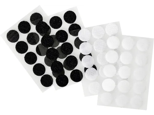 Klittenband Folia rond 2cm 15 stuks zwart 15 stuks wit