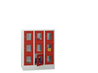 lockerkast,HxBxD 1187x900x500mm,3x3vakken,RAL7035,front RAL3000 - 2