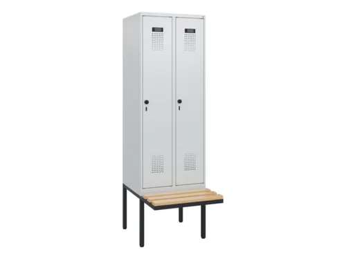 locker met bank,HxBxD 1950x600x815mm,2vak,vak B 300mm,draaigrendel