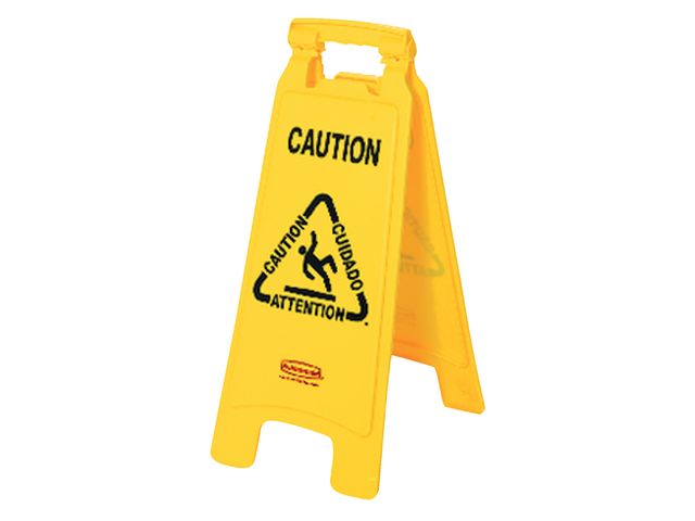 Waarschuwingsbord Caution meertalig 67x28x4cm geel | VeiligheidsartikelenShop.be