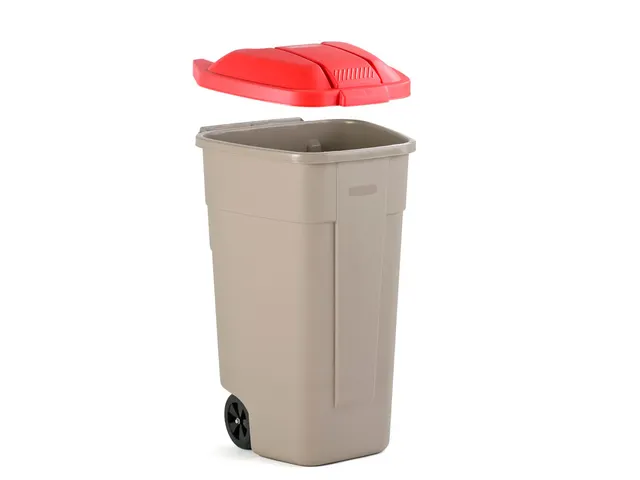Mobiele container 100 Liter Beige Rood