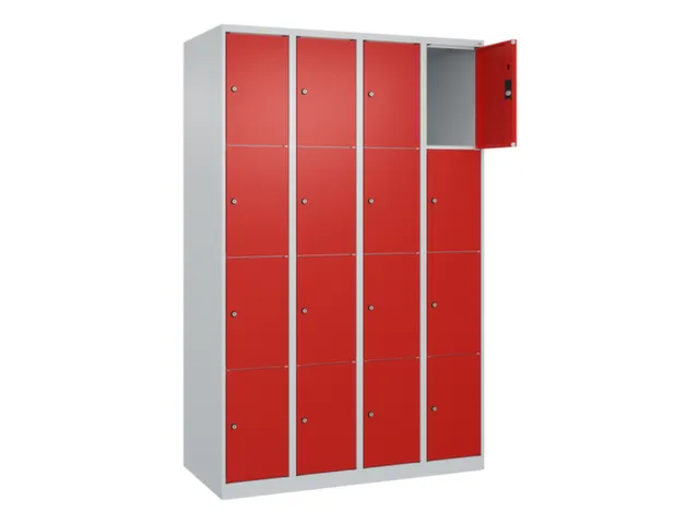 lockerkast,HxBxD 1850x1200x500mm,4x4vakken,vak B 300mm,cil.-slot