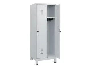 schoollocker,HxBxD 1630x600x500mm,2vak,vak B 300mm,draaigrendel,voeten - 1