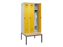 locker met bank,HxBxD 2120x900x815mm,3vak,vak B 300mm,draaigrendel