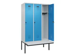 locker met bank,HxBxD 2120x1200x815mm,3vak,vak B 400mm,draaigrendel