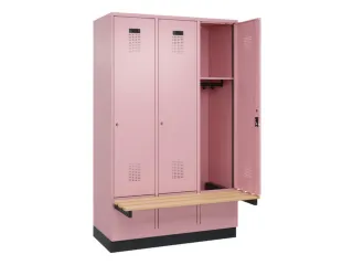 locker met bank,HxBxD 1950x1200x815mm,3vak,vak B 400mm,cilinderslot - 1