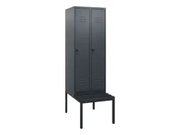 locker met bank,HxBxD 1950x600x815mm,2vak,vak B 300mm,draaigrendel
