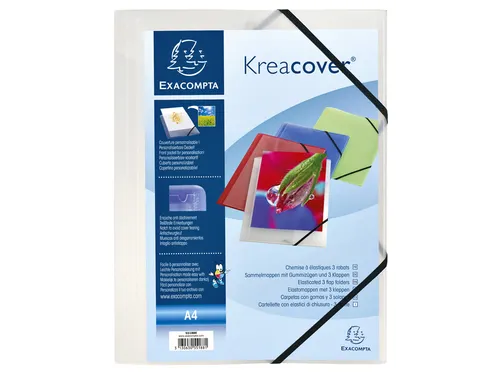Elastomap Exacompta Kreacover A4 3 kleppen PP assorti
