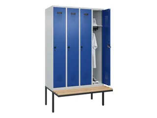 locker met bank,HxBxD 2120x1200x815mm,4vak,vak B 300mm,draaigrendel - 1