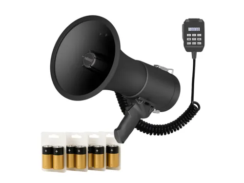 Krachtige 50 W megafoon met ingebouwde sirene Set
