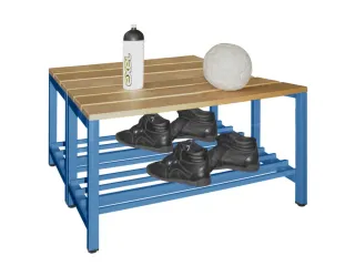 dubbele zitbank,LxD 1000x740mm,houten lijst beuken,onderstel RAL5012 - 2