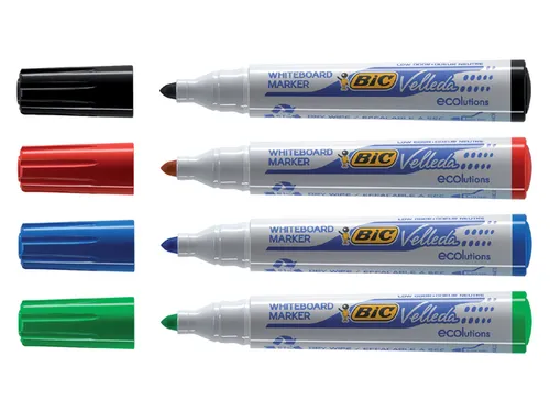 Viltstift Bic Velleda 1701 whiteboard rond large assorti 4 Stuks