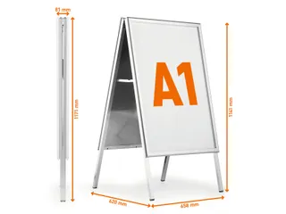 Stoepbord Aluminium Fold Outdooor A1 metaal zilver - 5