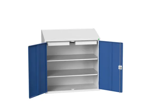 lessenaarkast 1130x1050x550mm 2 legborden 2 laden RAL7035+RAL5010