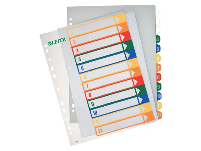 Tabblad Leitz WOW A4+ 11-gaats 1-12 PP assorti