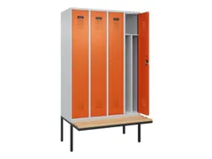 locker met bank,voor scheiding van kleding,HxBxD 2120x1200x815mm,4vak