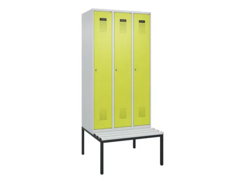 locker met bank,voor scheiding van kleding,HxBxD 2120x900x815mm,3vak