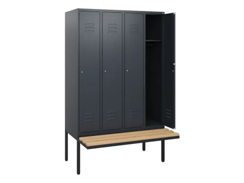 locker met bank,HxBxD 1950x1200x815mm,4vak,vak B 300mm,cil.-slot