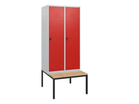 locker met bank,HxBxD 1950x800x815mm,2vak,vak B 400mm,draaigrendel