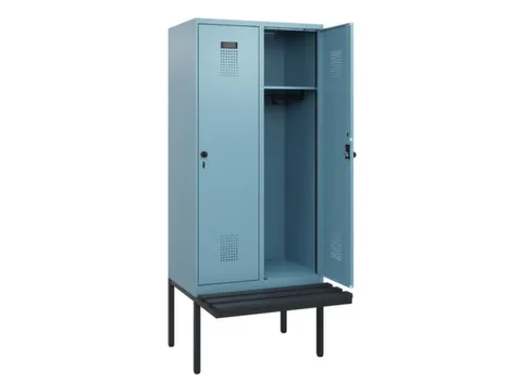 locker met bank,HxBxD 1950x800x815mm,2vak,vak B 400mm,draaigrendel